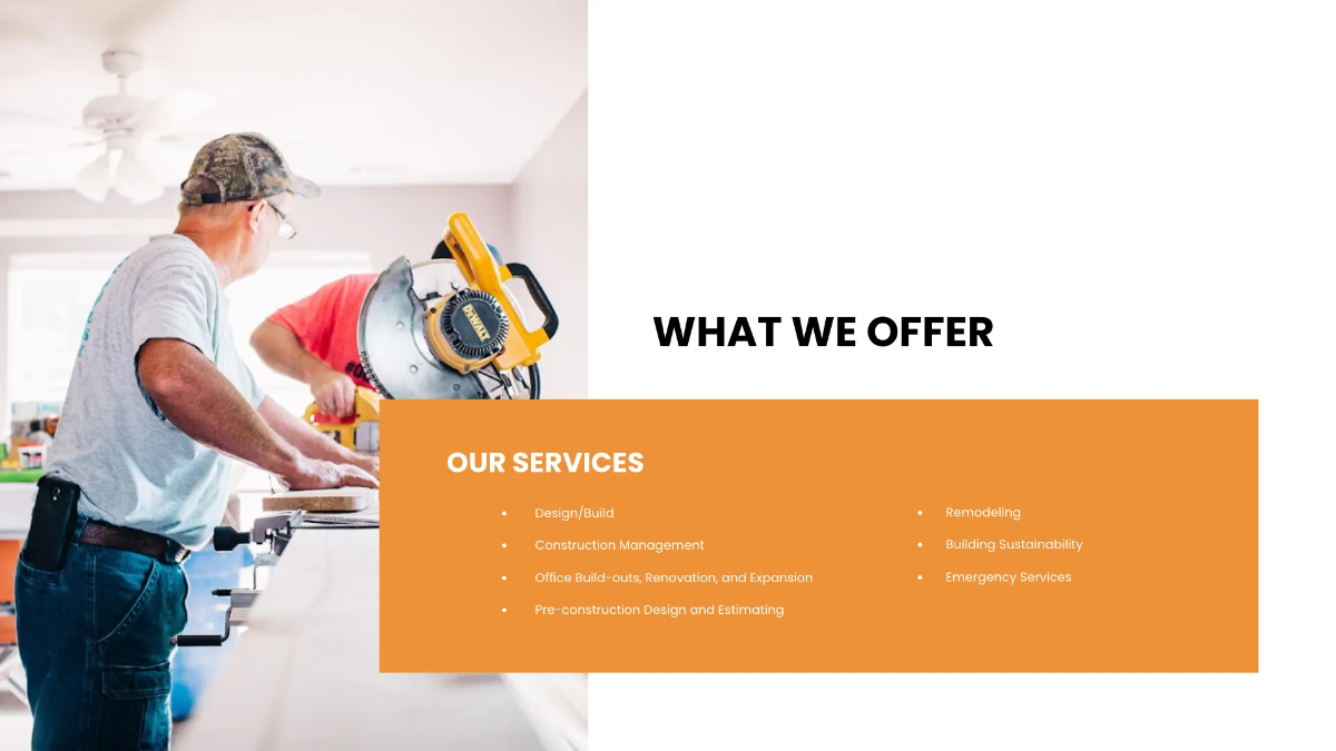 Free Construction Company Presentation Template to Edit Online