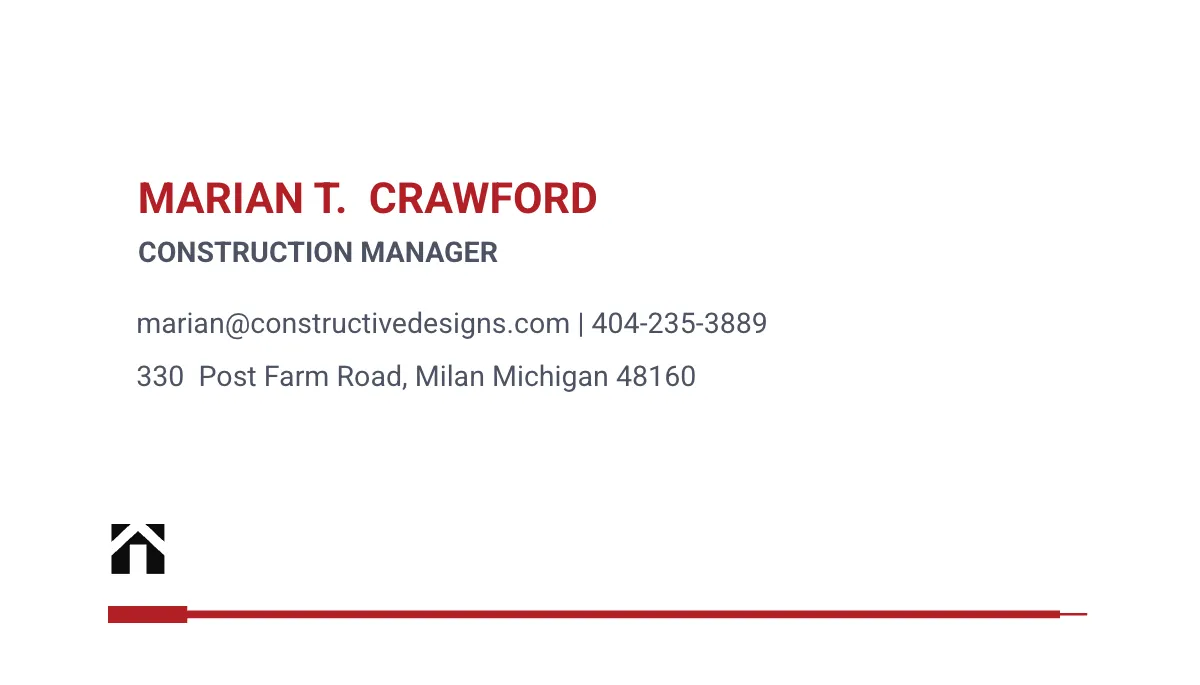 Free Construction Company Manager Business Card Template to Edit Online