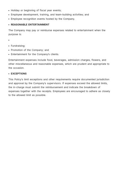 Free Client Entertainment Policy Template to Edit Online