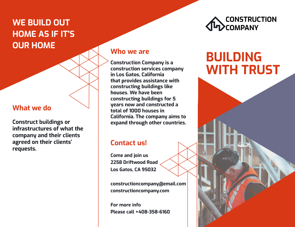 Construction Company Tri-Fold Brochure