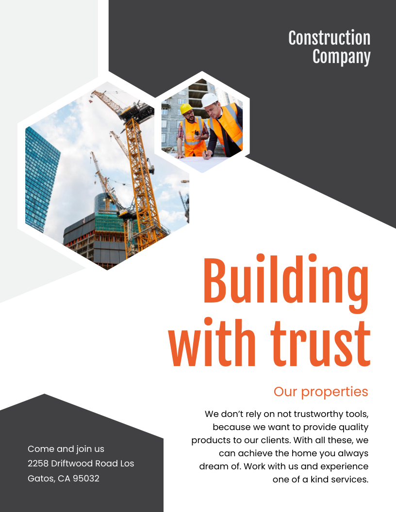 Free Construction Company Pamphlet Template
