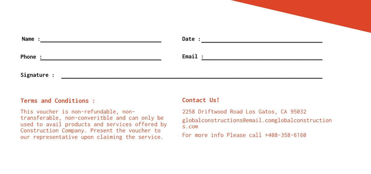 Free Construction Company Voucher Template to Edit Online