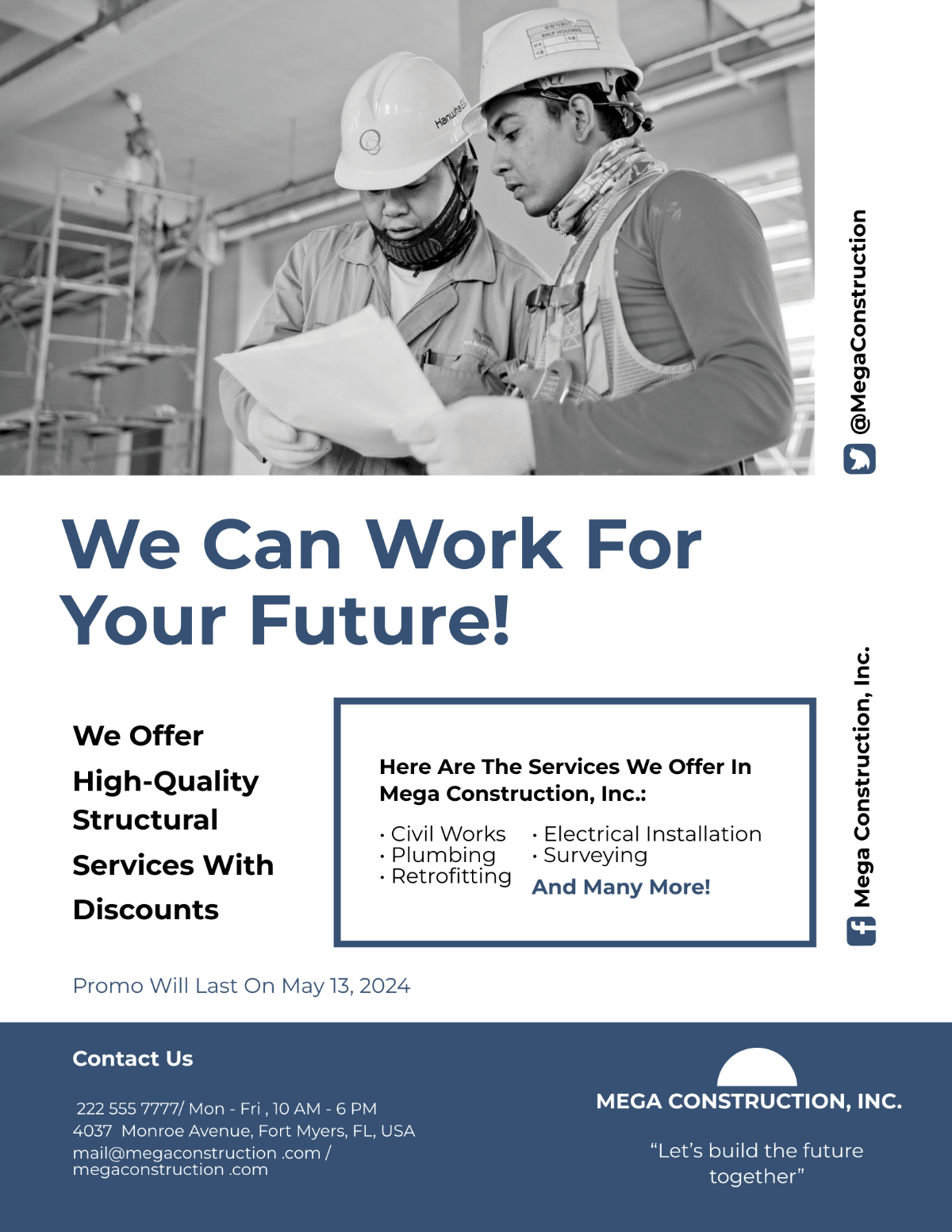 Free Construction Promotional Flyer Template