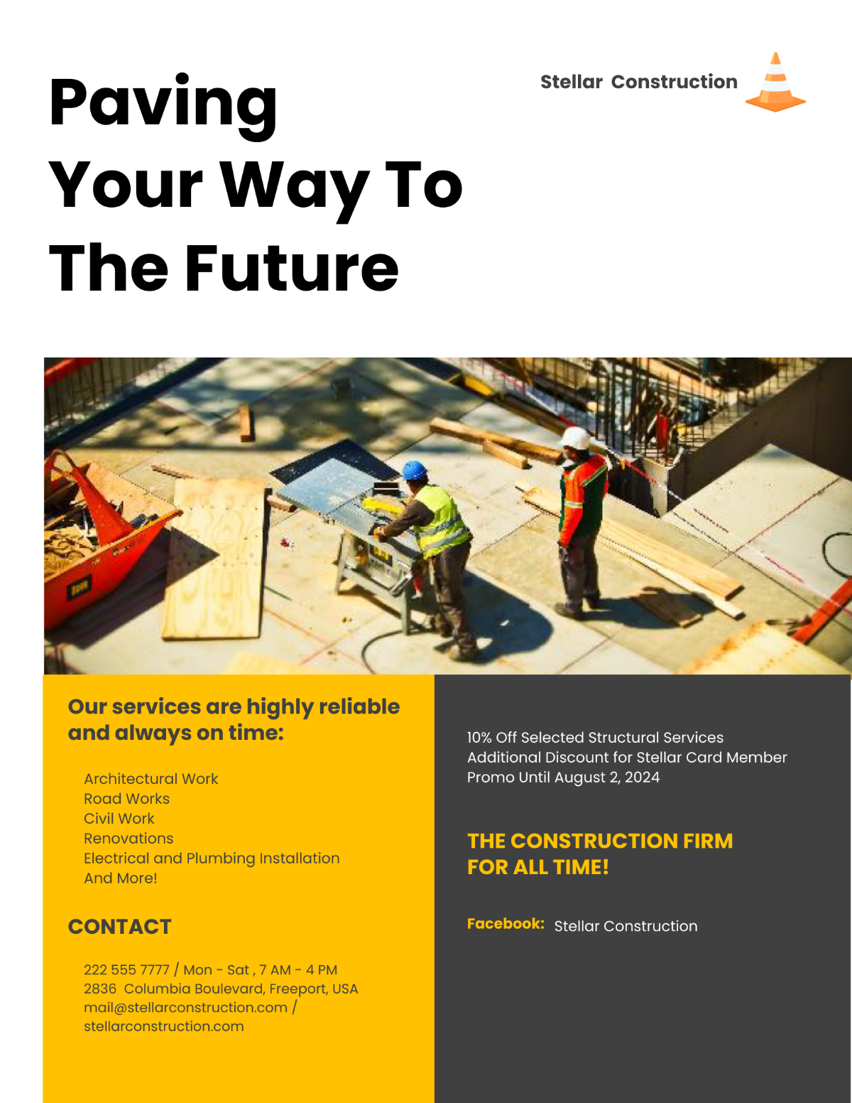 Free Construction Service Promotional Flyer Template