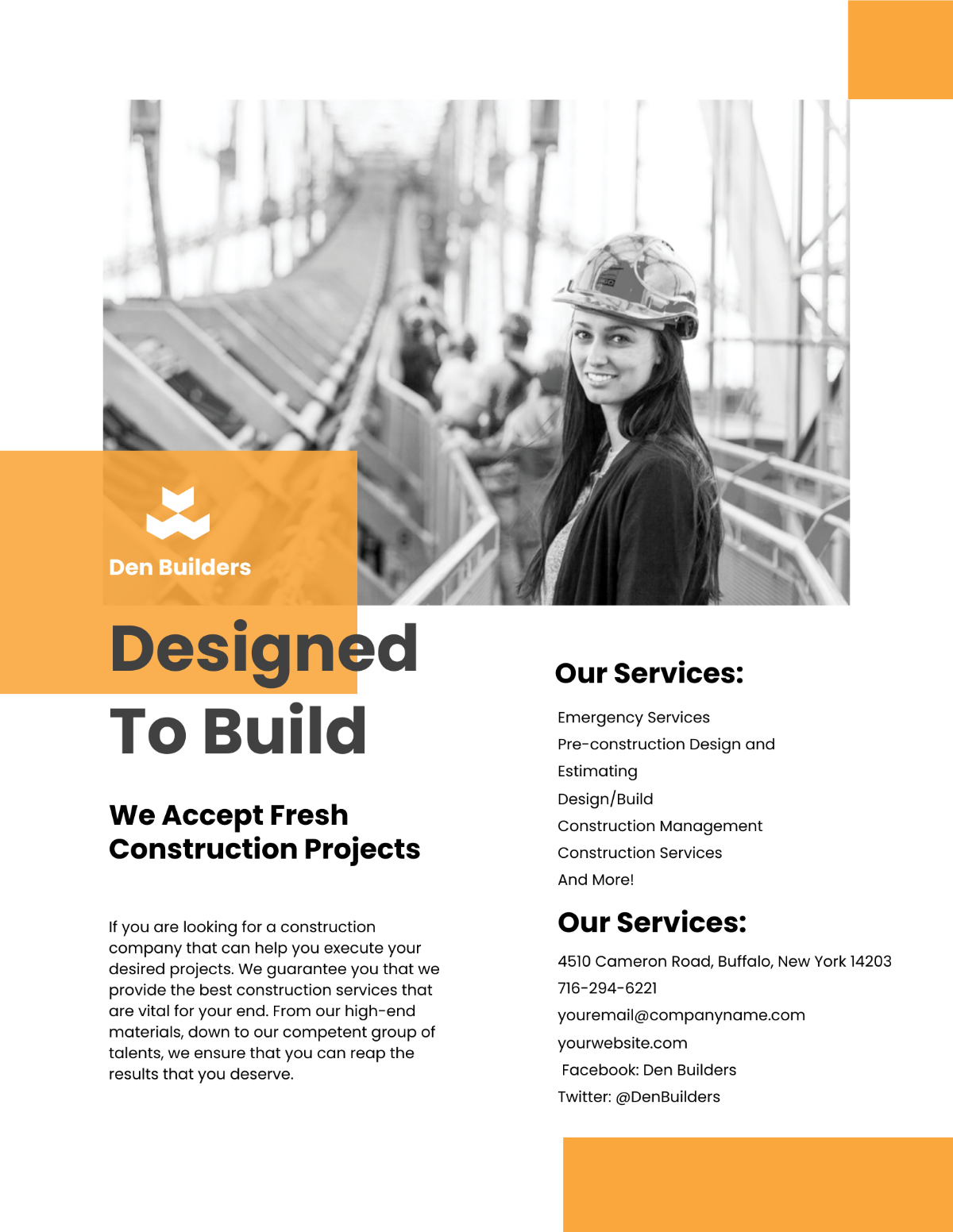 Free Simple Construction Advertisement Flyer Template