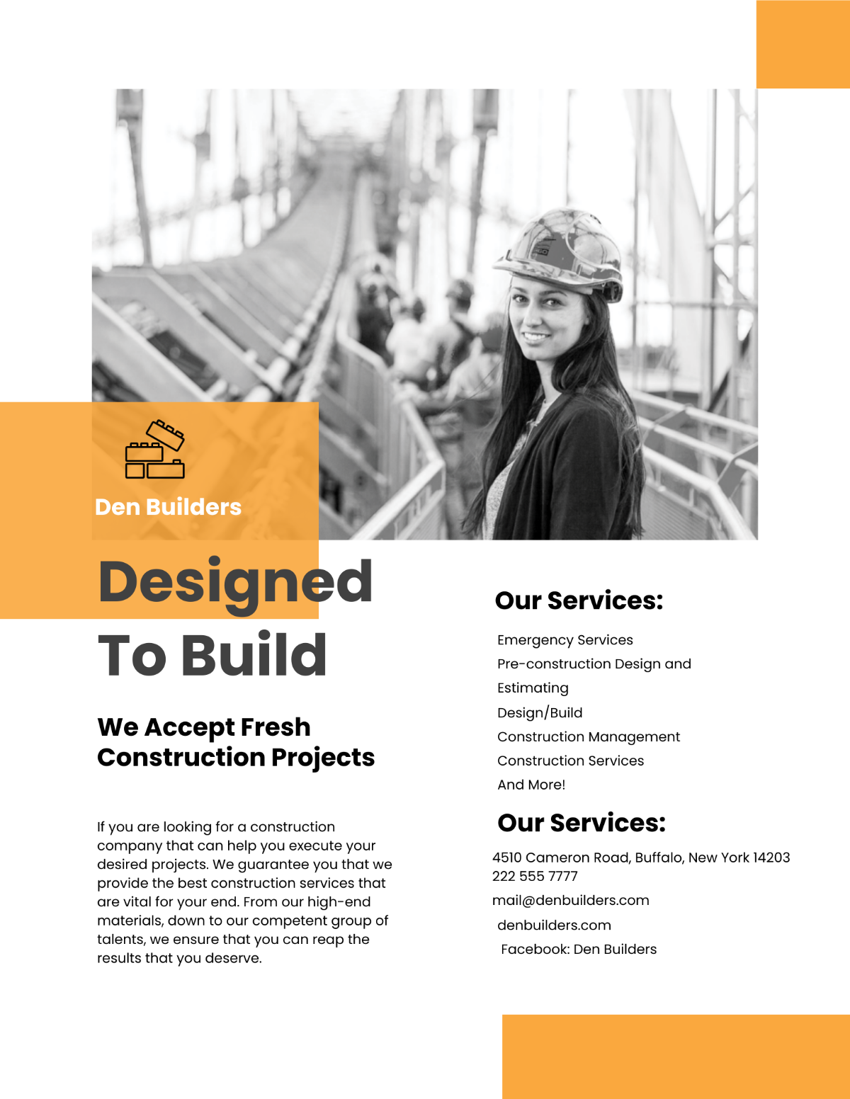 Free Simple Construction Advertisement Flyer Template