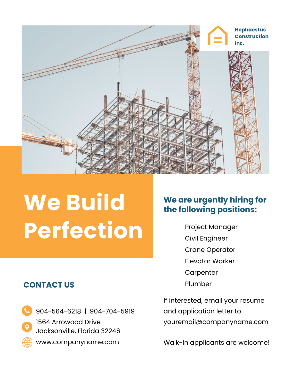Construction Job Advertisement Flyer Template