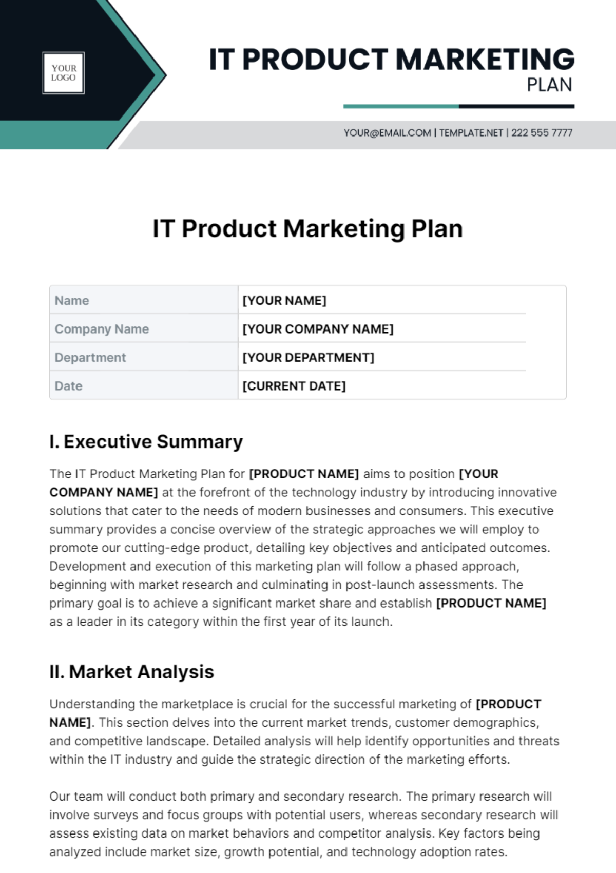 Free IT Product Marketing Plan Template