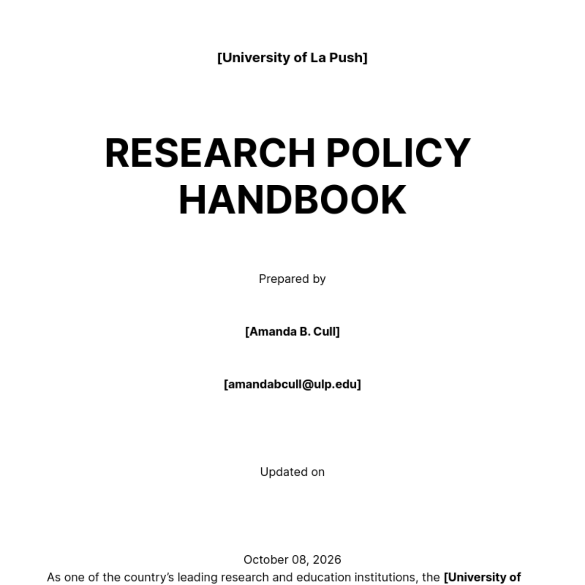 Research Policy Handbook Template