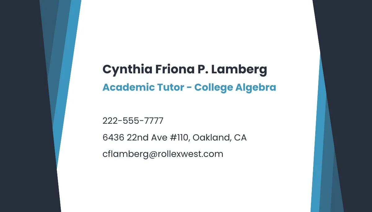 Free Academic Tutor Business Card Template to Edit Online