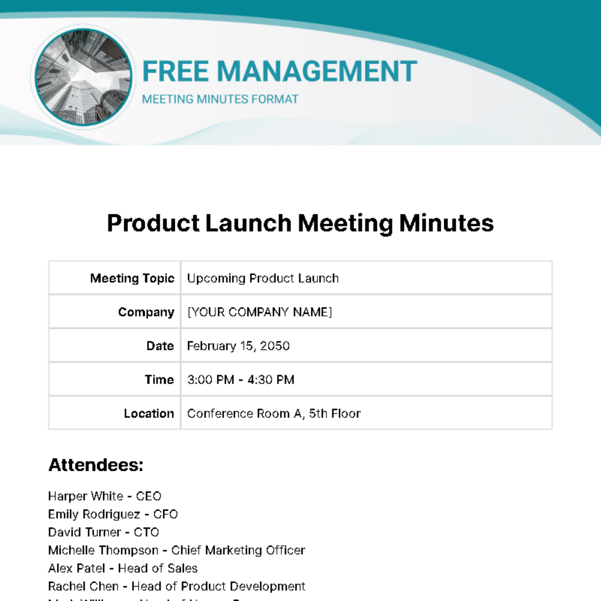 Management Meeting Minutes Format Template