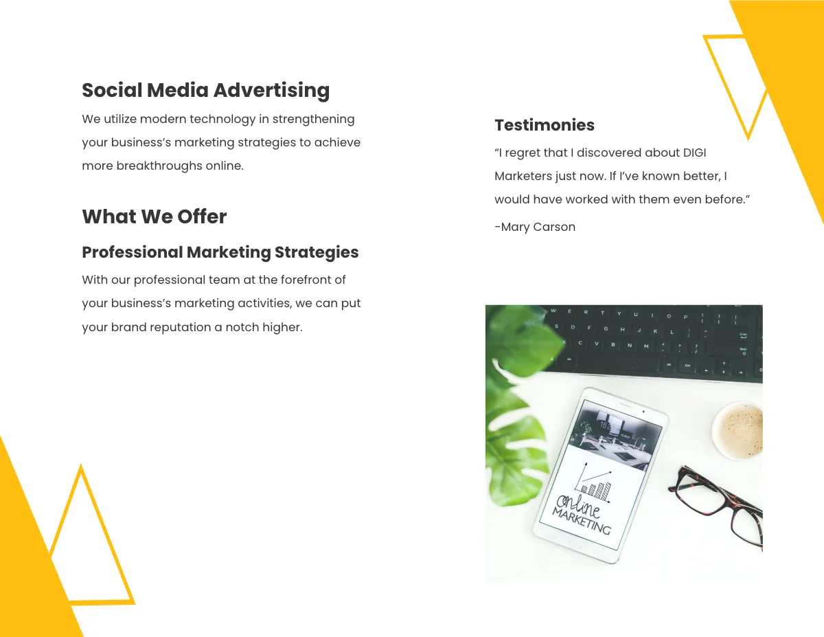 Free Bifold digital marketing agency brochure Template to Edit Online
