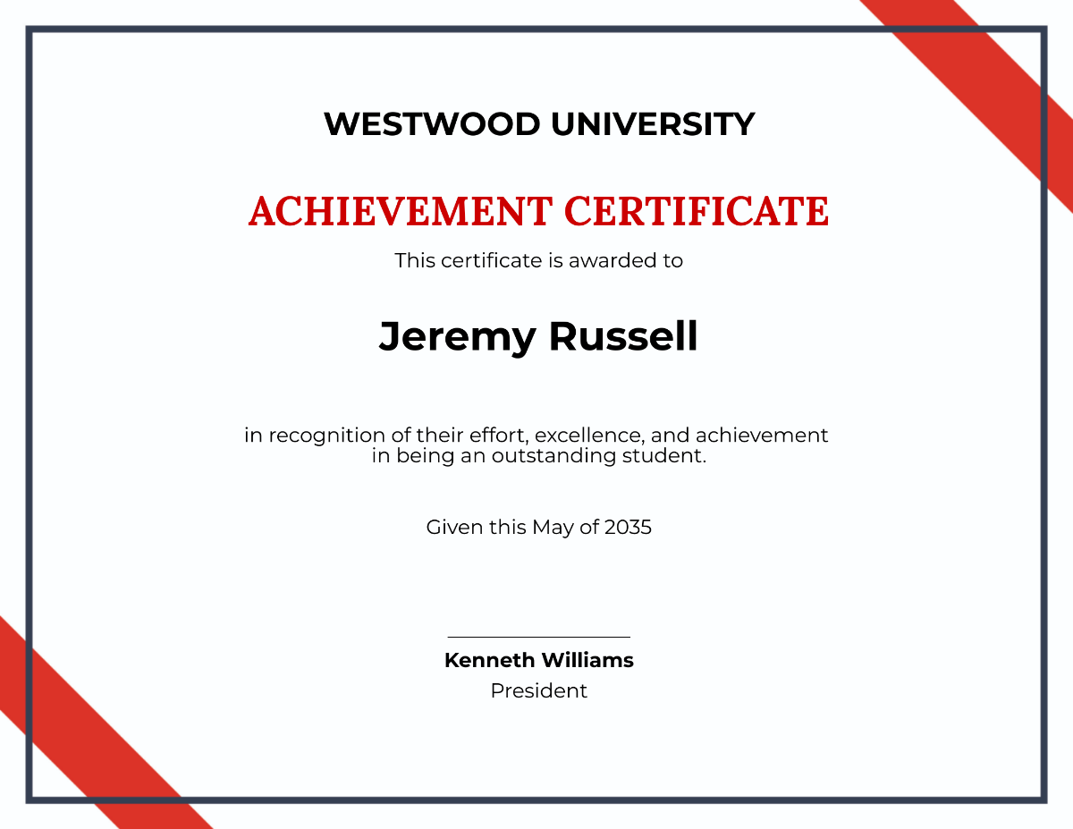 School Academic Achievement Certificate Template
