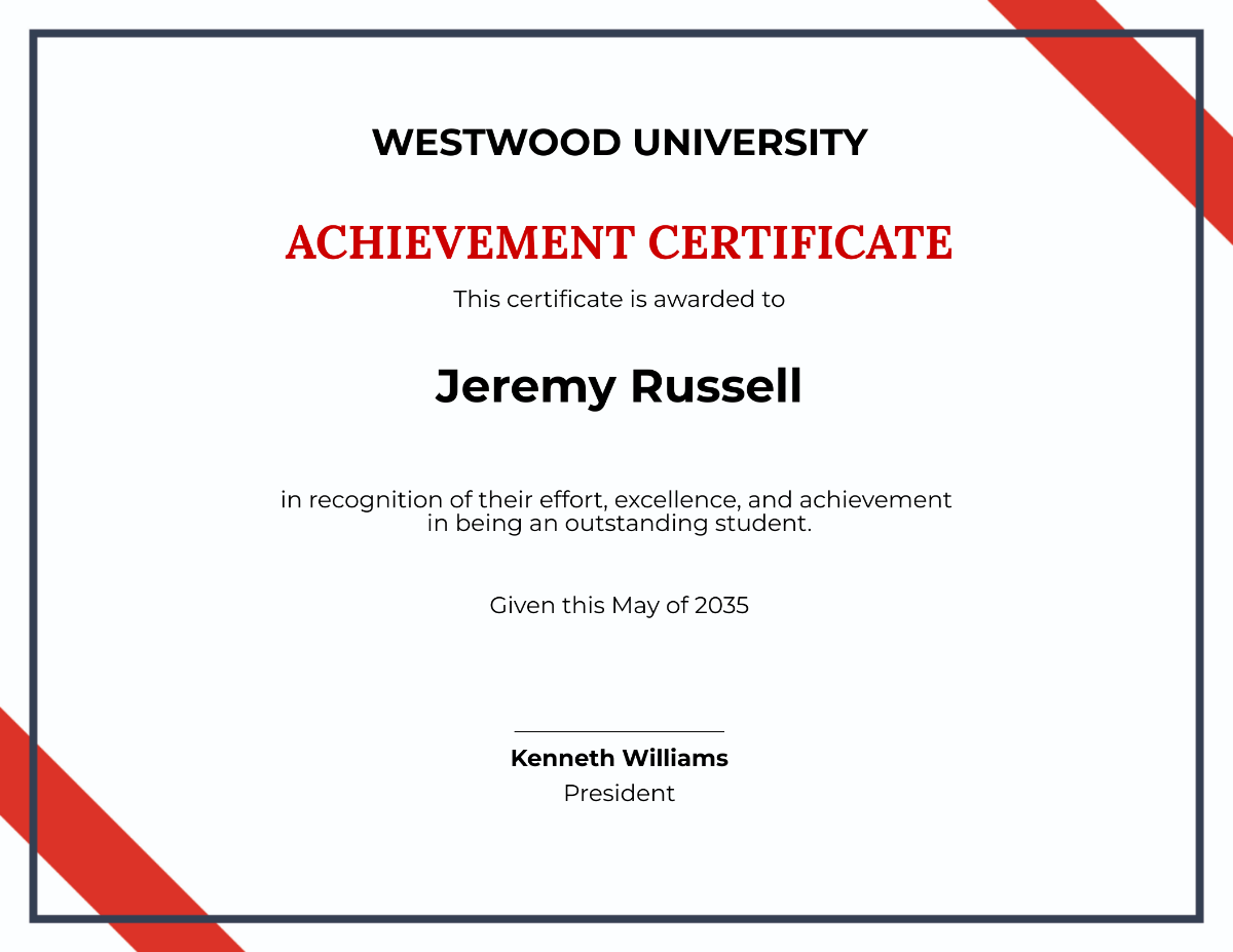 School Academic Achievement Certificate