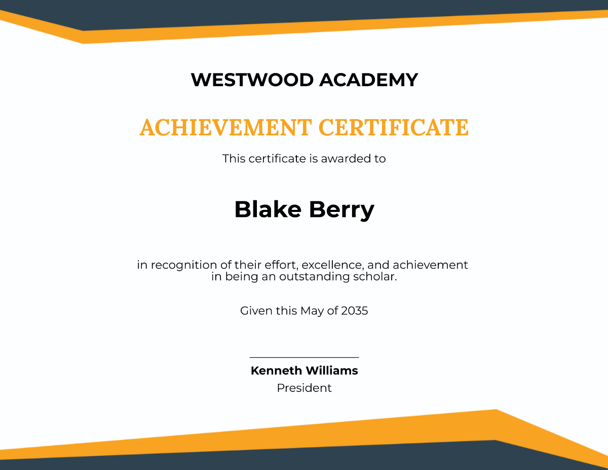 Academic Achievement Excellence Certificate