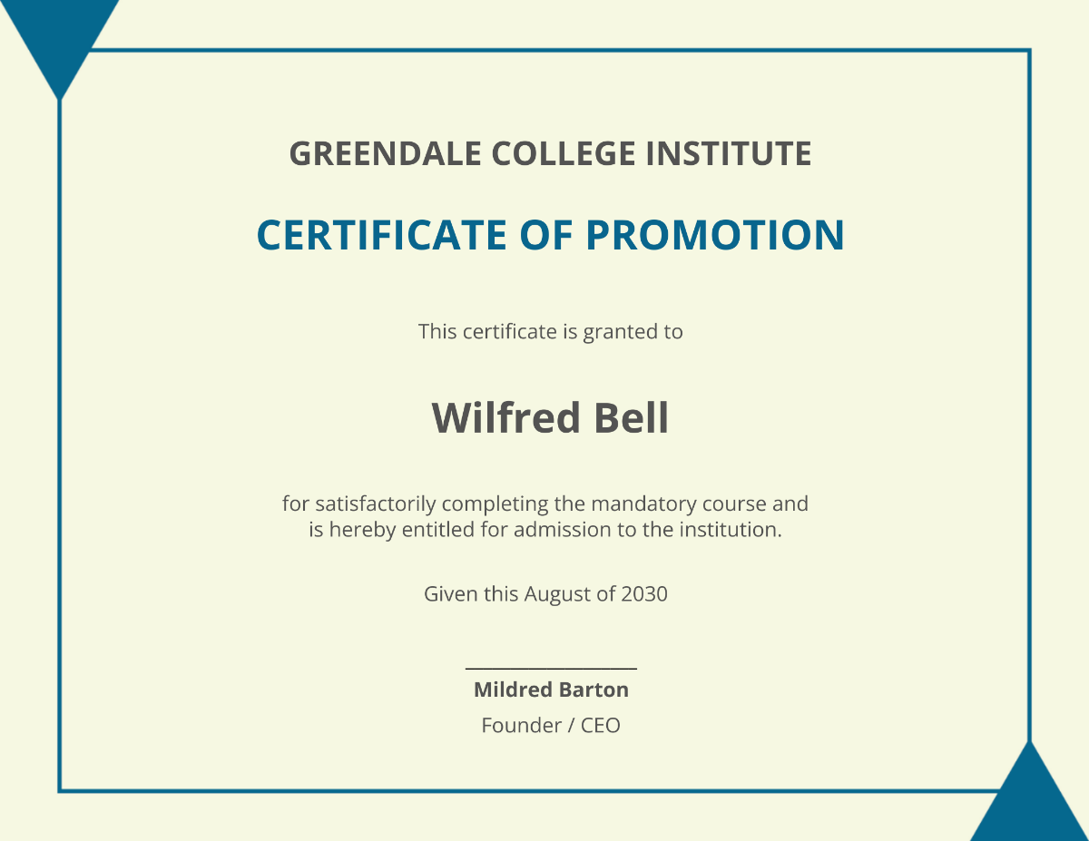 Academic Certificate of Promotion