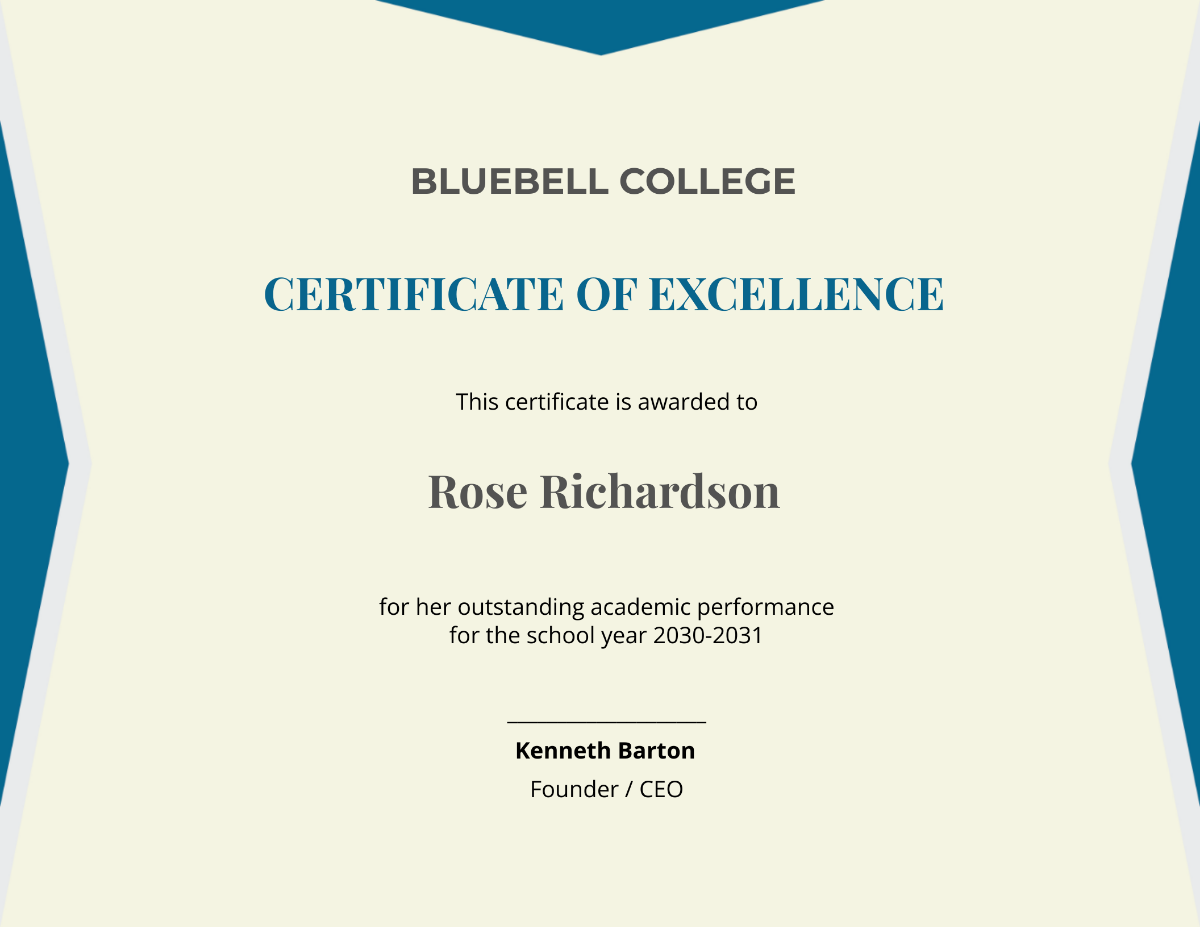 school academic certificate Template