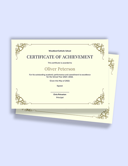 Academic Achievement Certificate Template - Word