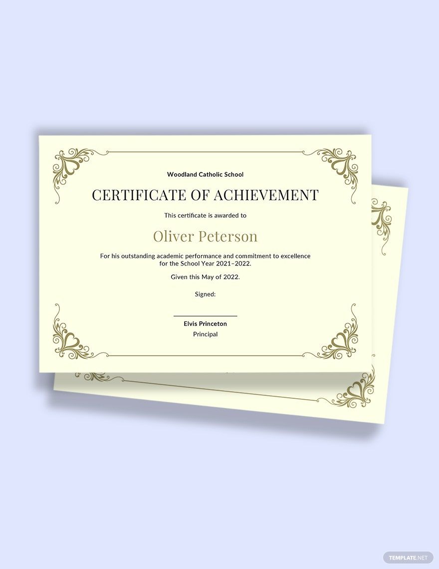 Editable Academic Achievement Certificate Template in Word, PSD, Pages - Download | Template.net