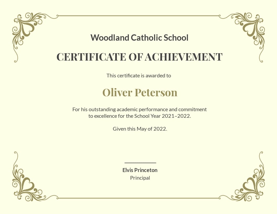 Academic Achievement Certificate Template - Word  Template.net Within Certificate Of Accomplishment Template Free