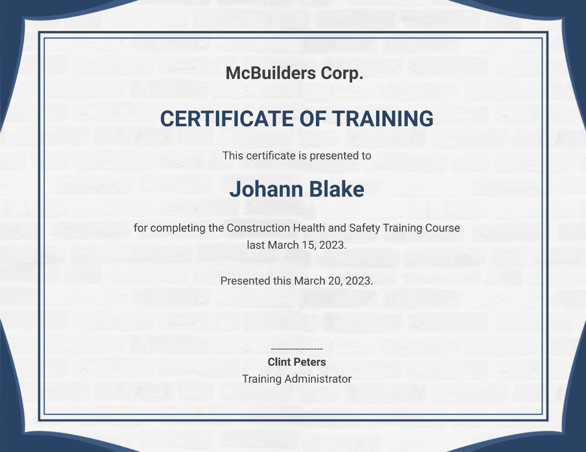 Construction Safety Certificate Template