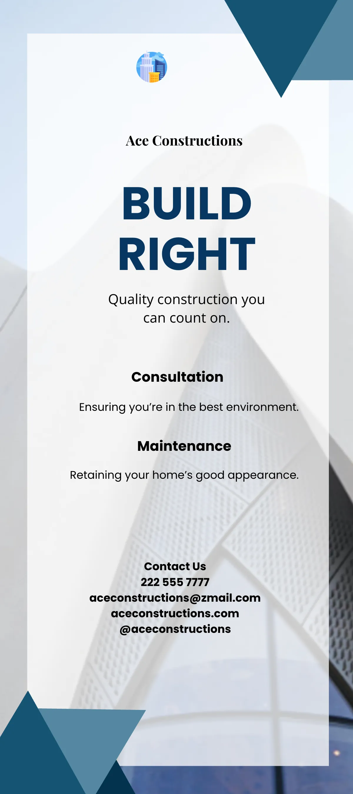 Free Modern Construction DL Card Template to Edit Online