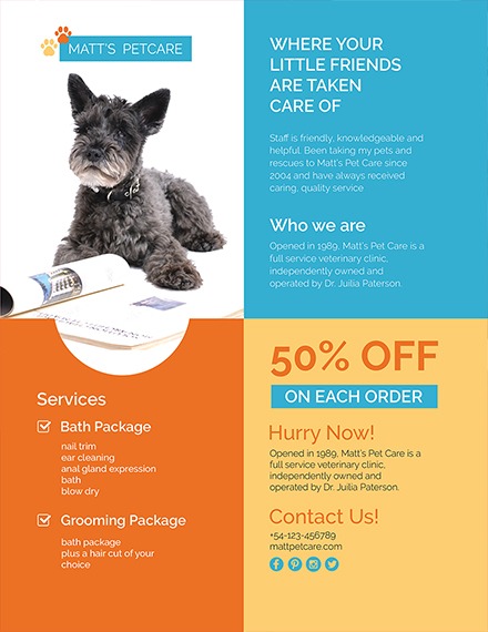 Free Pet Care Flyer Template - Illustrator, Word, Apple Pages, PSD ...