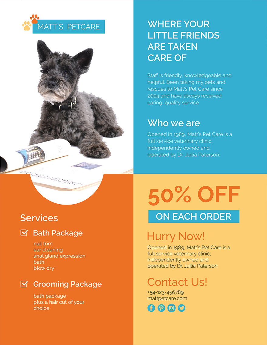 Free Downloadable Pet Care Flyer Template