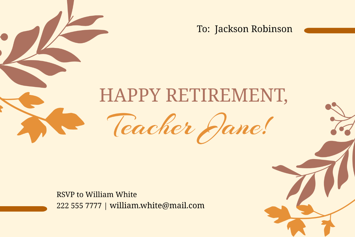 Teacher Retirement Card