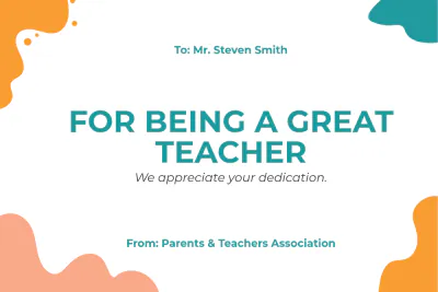 Free Teacher Appreciation Pop Up Card Template to Edit Online