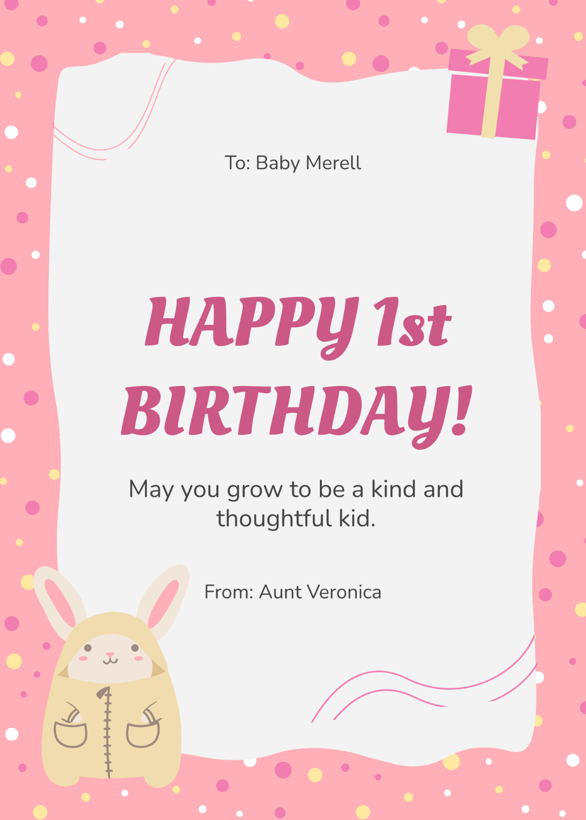 Baby 1st Birthday Card Template