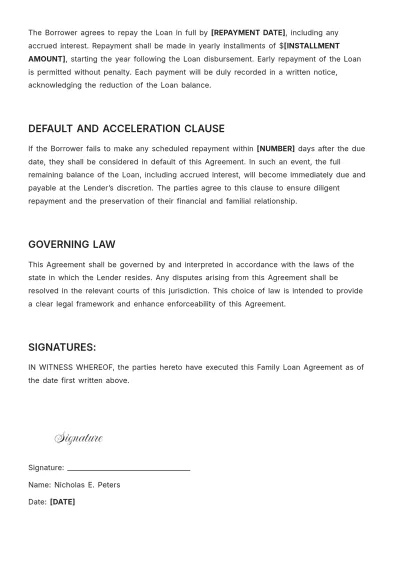 Free Family Loan Agreement Template to Edit Online