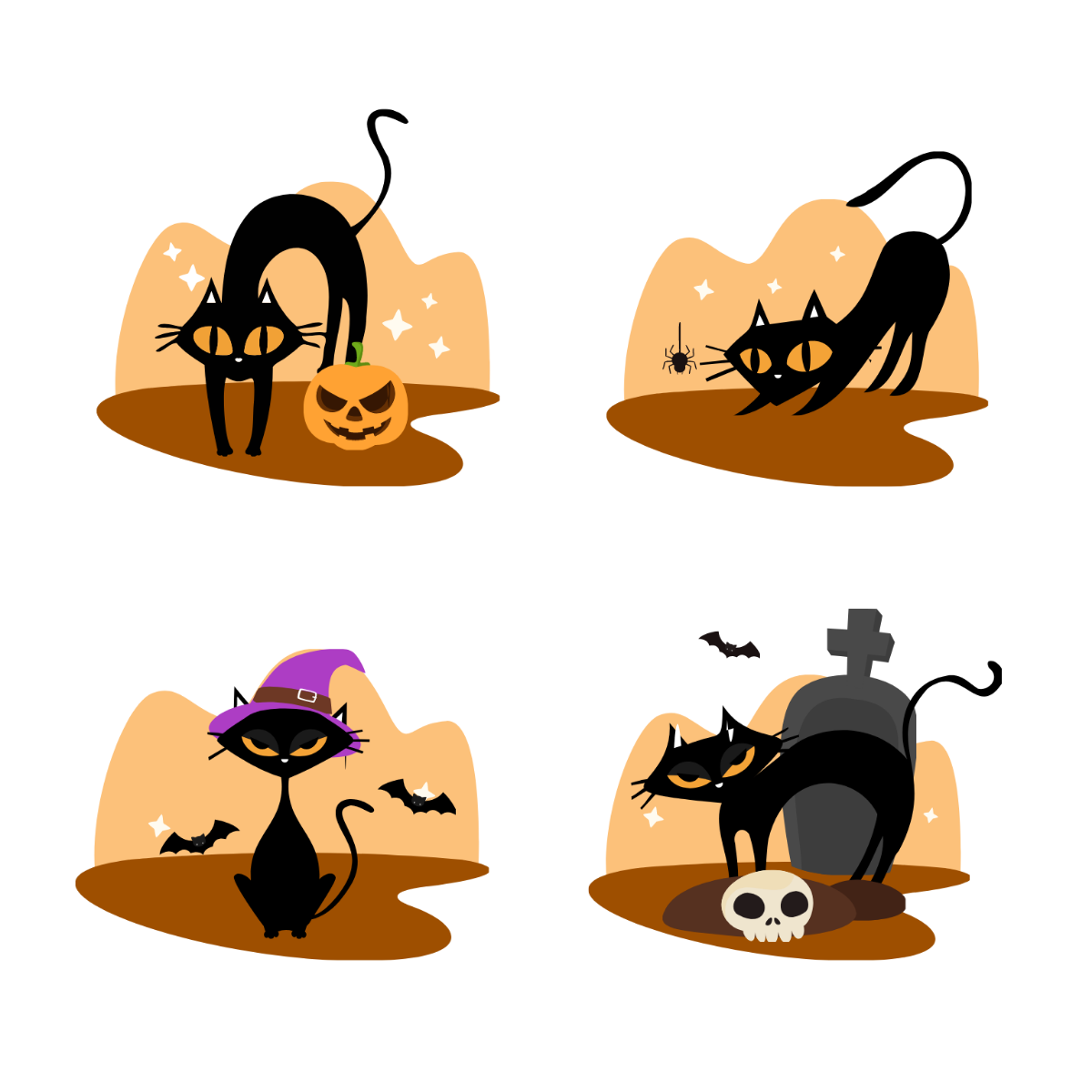 Halloween Cat Vector Template