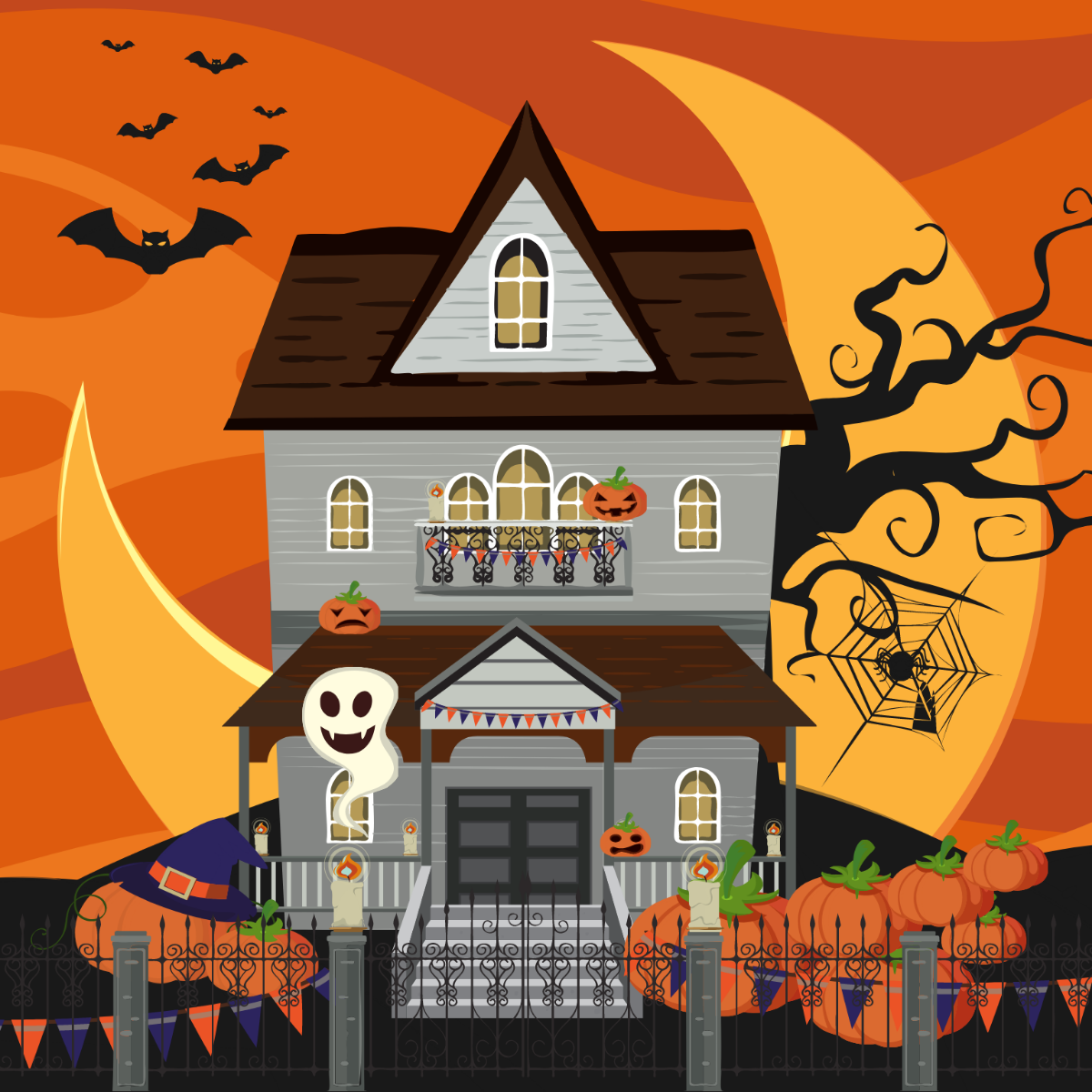 Halloween House Vector Template