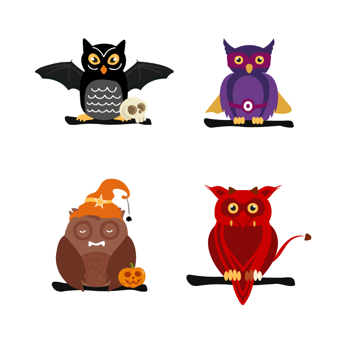 Owl Halloween Vector Template