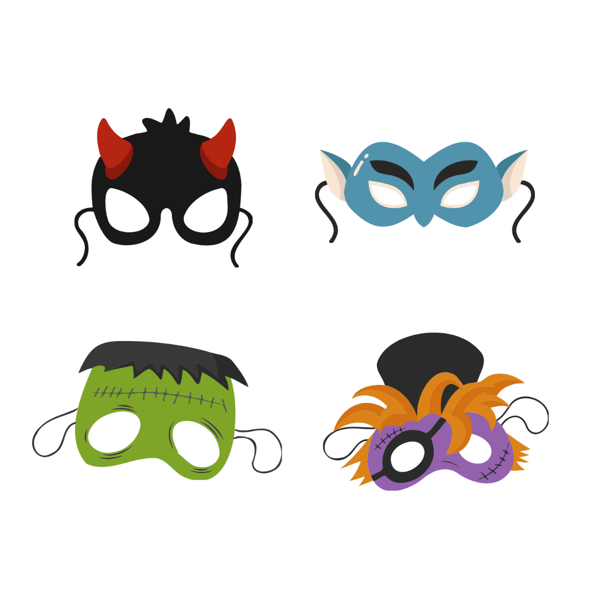 Halloween Mask Vector Template