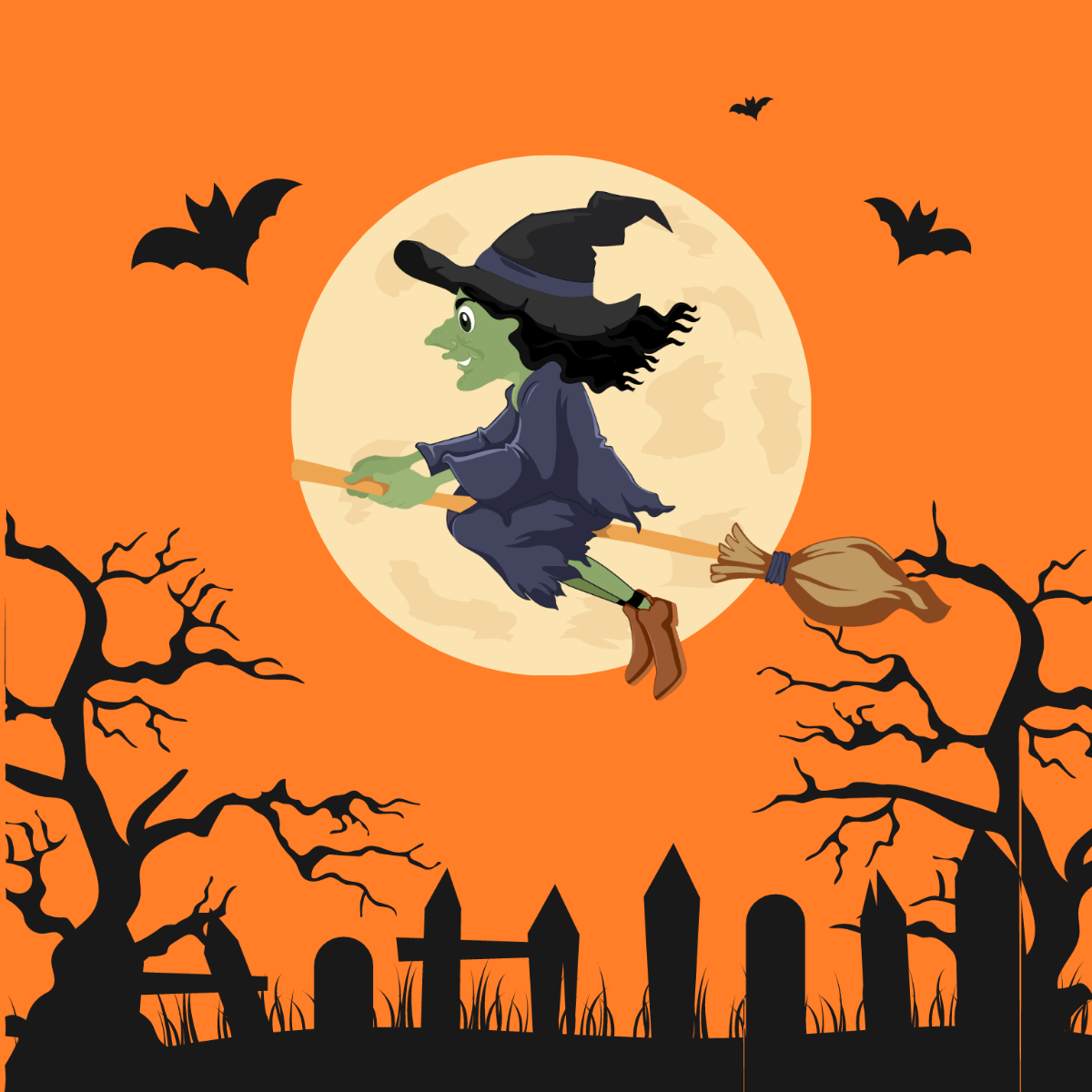 Halloween Witch Vector Template