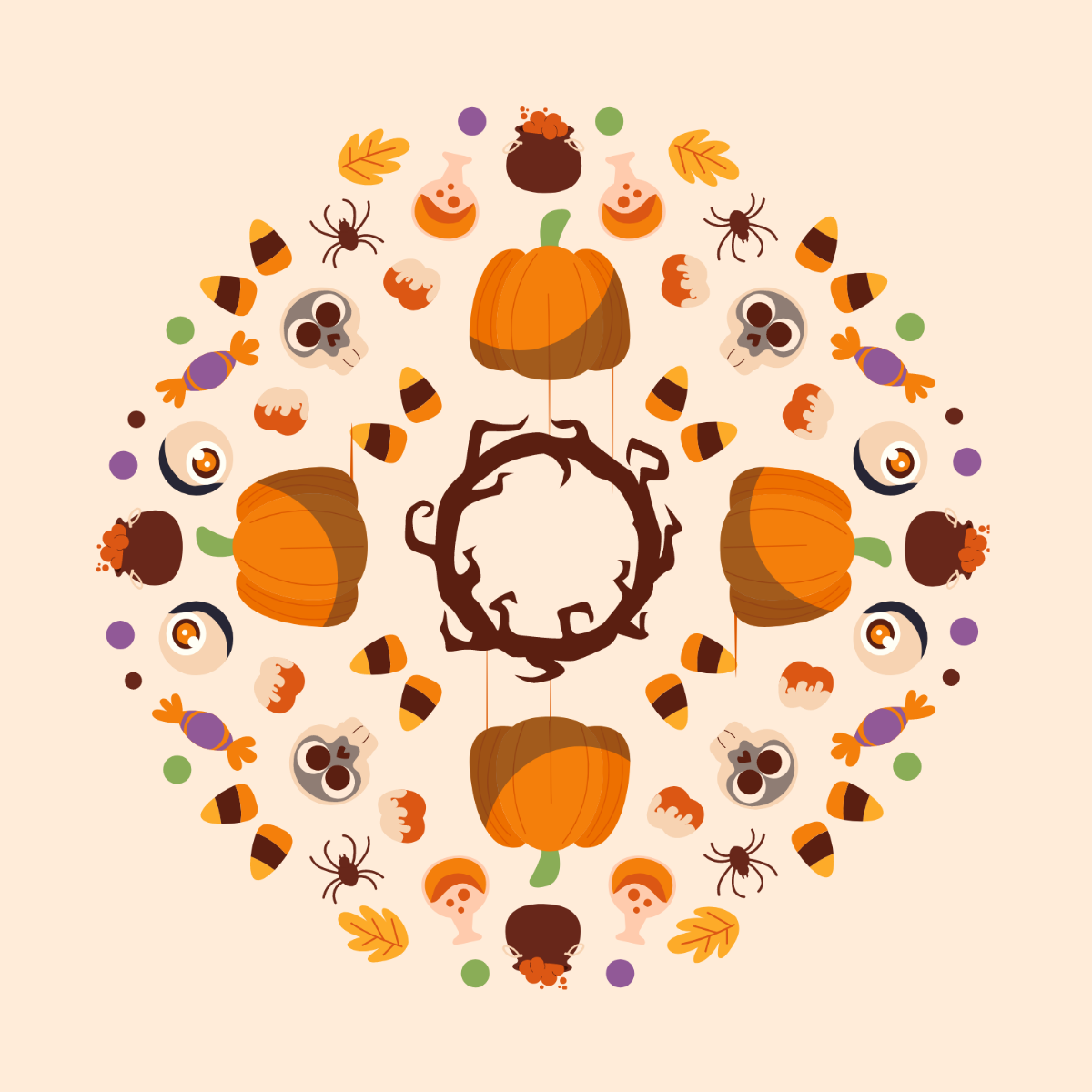 Halloween Mandala Vector Template