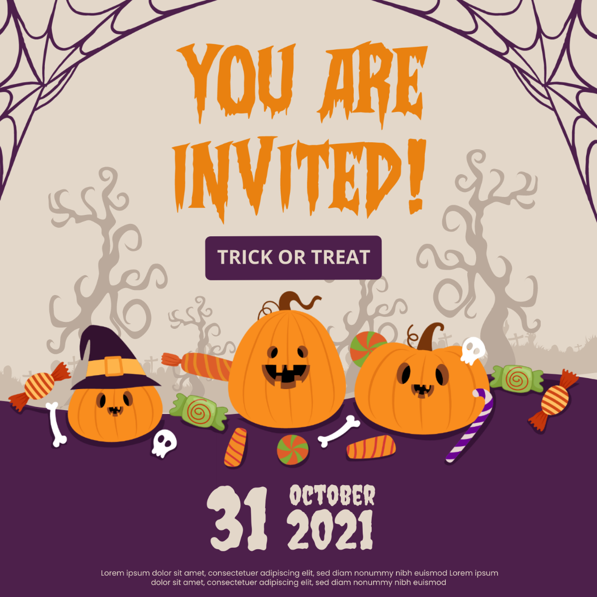 Halloween Party Invite Vector Template