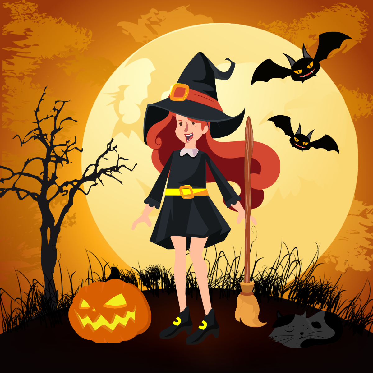 Halloween Costume Girl Vector Template