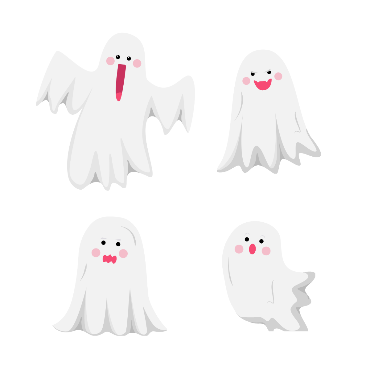 White Ghost Halloween Vector Template