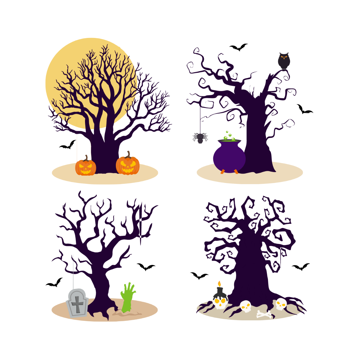 Halloween Tree Vector Template