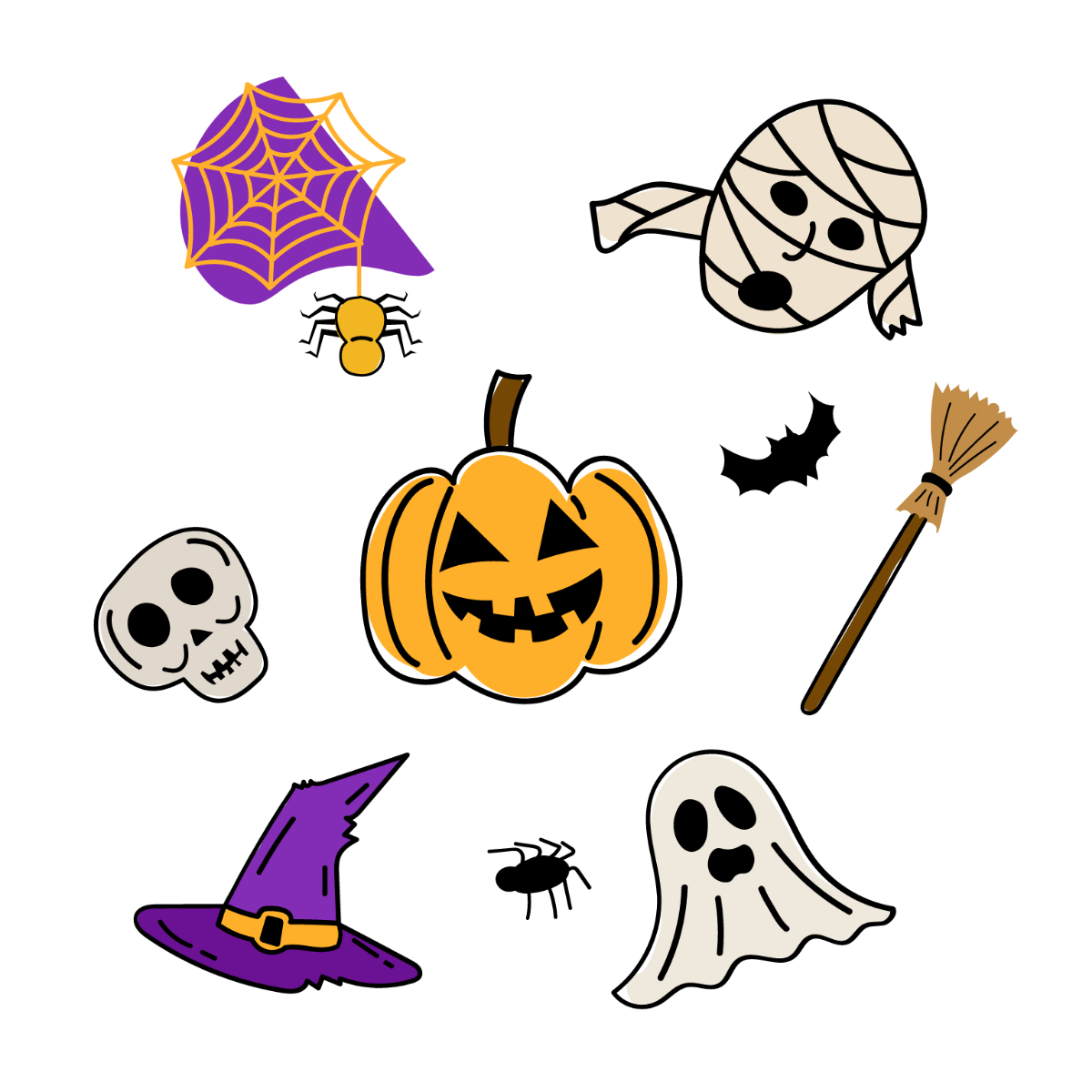 Doodle Halloween Vector Template