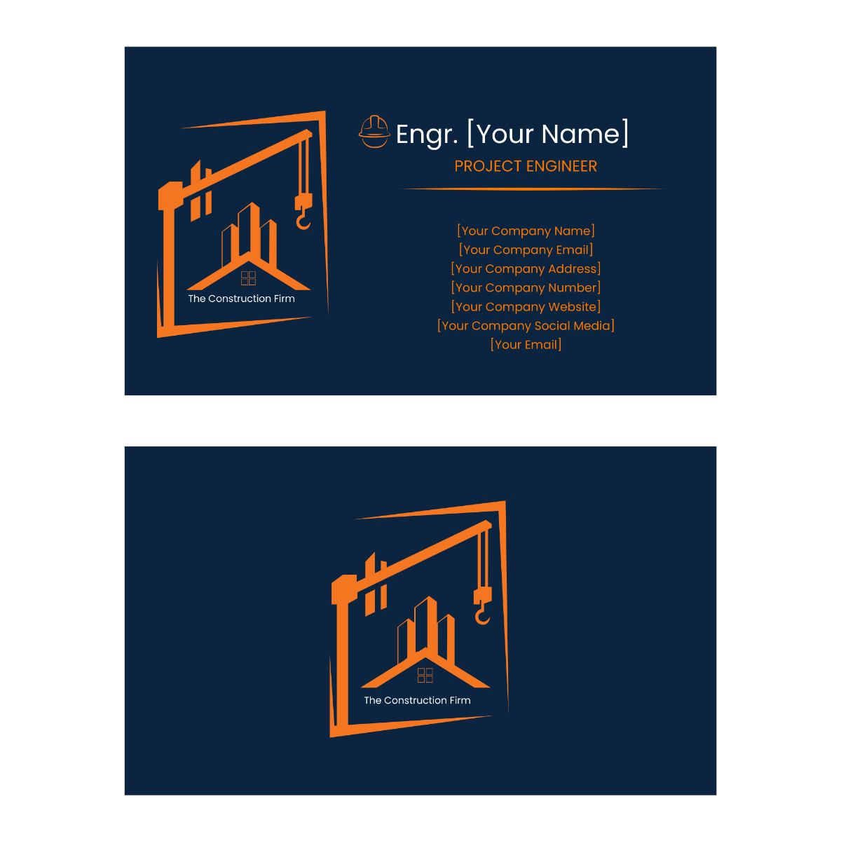 Free Construction Business Card Vector Template