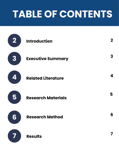 Free Simple Table of Contents Template to Edit Online