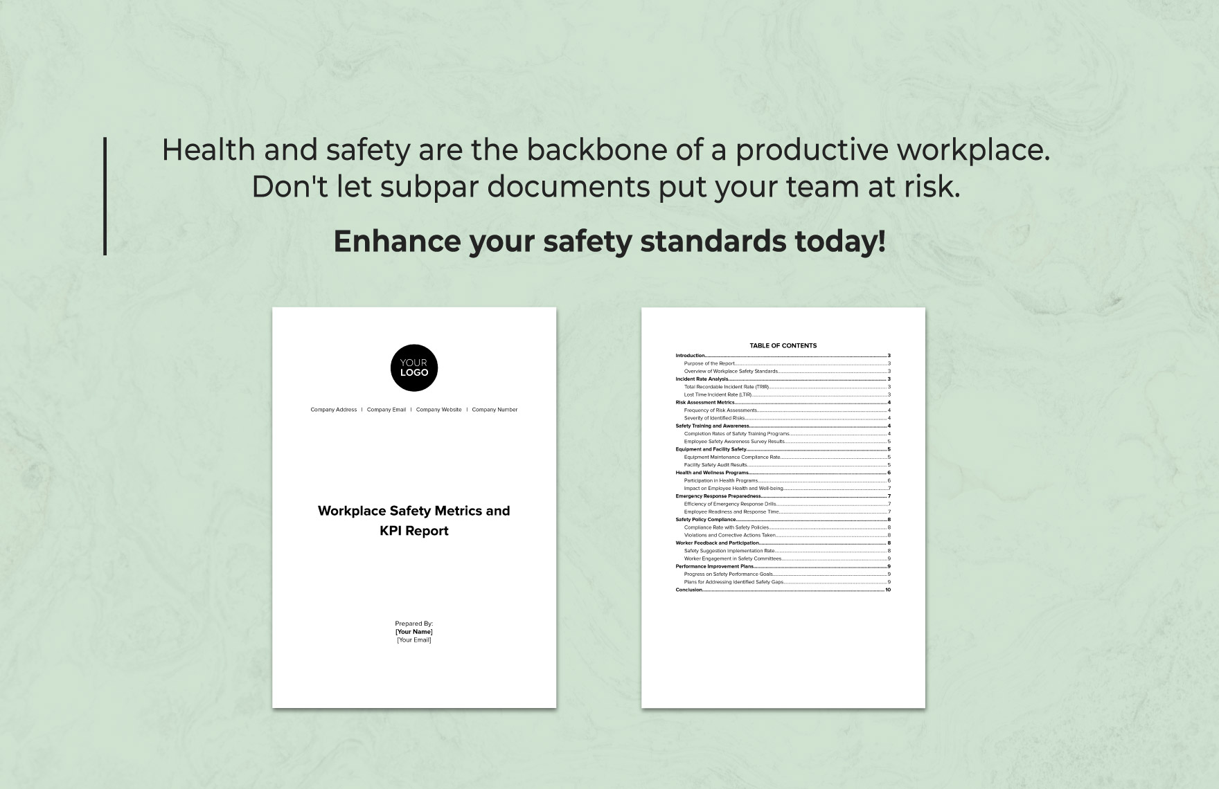 Workplace Safety Metrics and KPI Report Template
