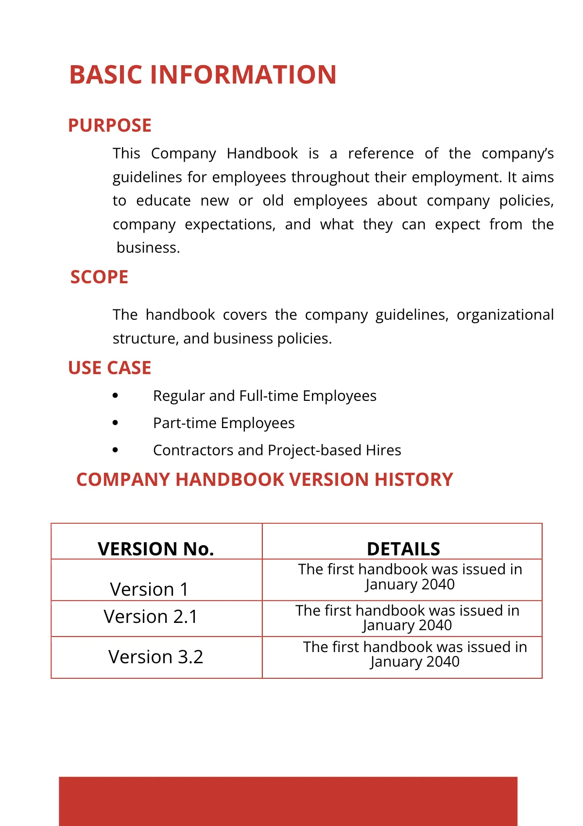 Free Company Handbook Template to Edit Online