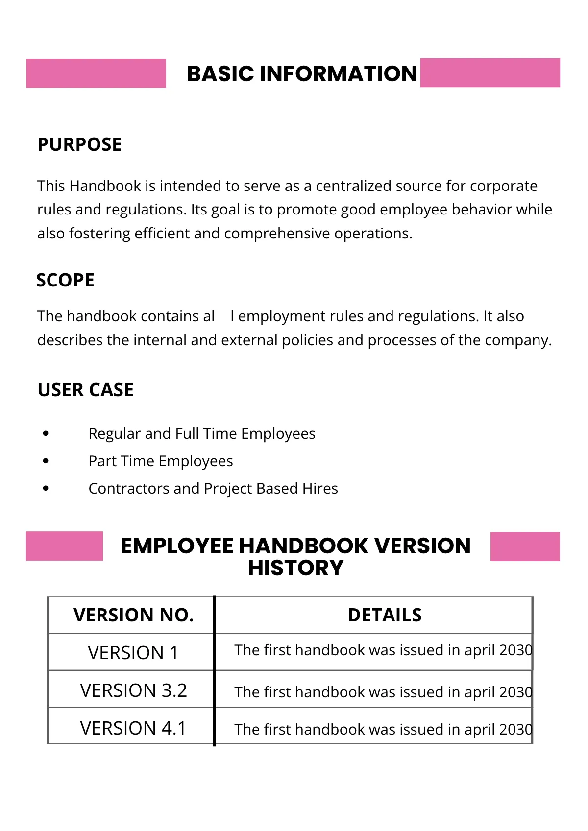 Free Employee Handbook Template to Edit Online