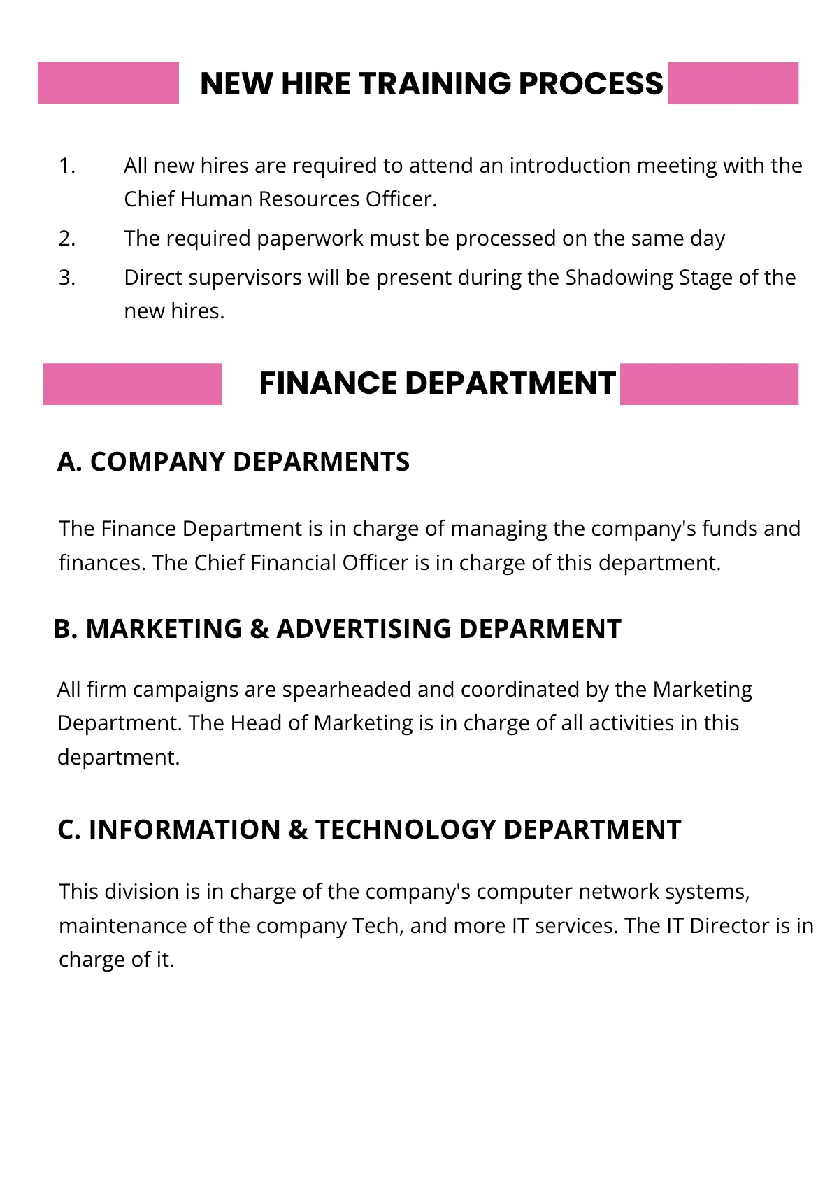 Free Employee Handbook Template to Edit Online