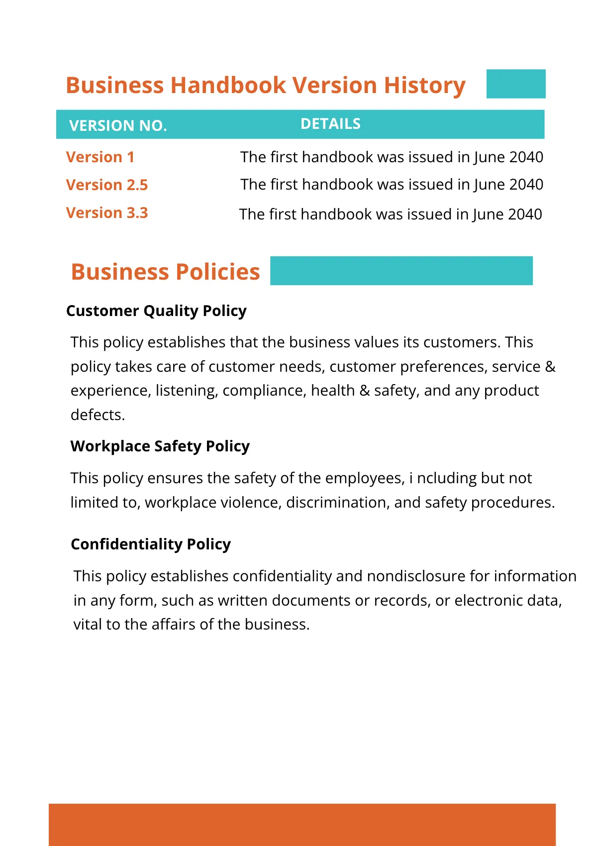 Free Business Handbook Template to Edit Online